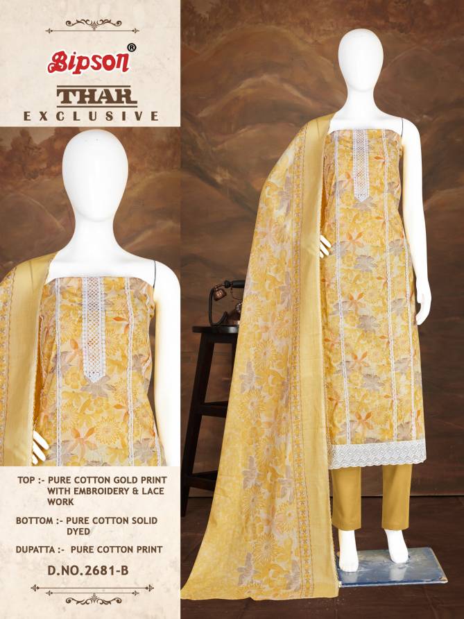 Thar Exclusive 2681 Bipson Gold Print Cotton Dress Material Wholesale Shop In Surat